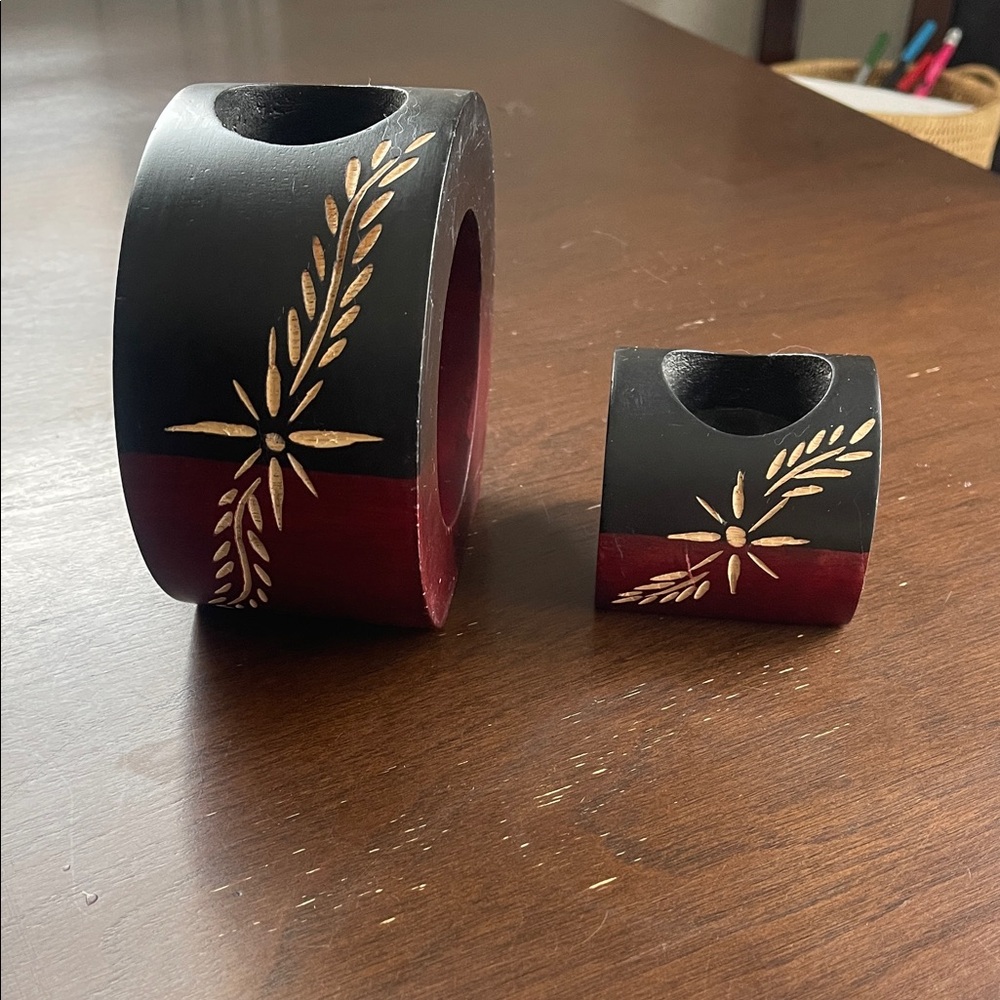 Elegant Black and Red Candle Holders
